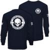 Dion Wear Divided We Fall Long Sleeve T-Shirt - Skull Emblem Graphic Shirt for Men - 100% Cotton Crew Neck Tee view 1