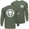 Dion Wear Divided We Fall Long Sleeve T-Shirt - Skull Emblem Graphic Shirt for Men - 100% Cotton Crew Neck Tee view 1