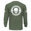 Dion Wear Divided We Fall Long Sleeve T-Shirt - Skull Emblem Graphic Shirt for Men - 100% Cotton Crew Neck Tee view 3