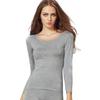 Liang Rou Women's Scoop Neck Long Sleeve Ultrathin Modal Thermal Underwear Shirt/Top Grey Large
