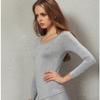 Liang Rou Women's Scoop Neck Long Sleeve Ultrathin Modal Thermal Underwear Shirt/Top Grey Large view 4