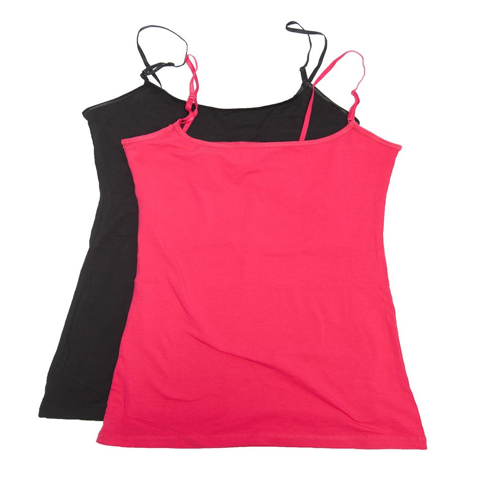 2 Pack Active Basic Women's Plus Size Basics Cami Tank Top 1X Black, H Pink