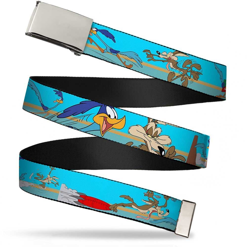 Buckle-Down unisex adults Buckle-down Web Road Runner 1.5" Belt, Road Runner/Wile E. Coyote Scene2 Desert, 1.5 Wide - Fits up to 42 Pant Size US