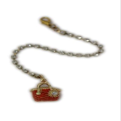 TFJ Women Fashion Open Back Necklace Long Gold Chain Red Beach Bag Pendant Beads