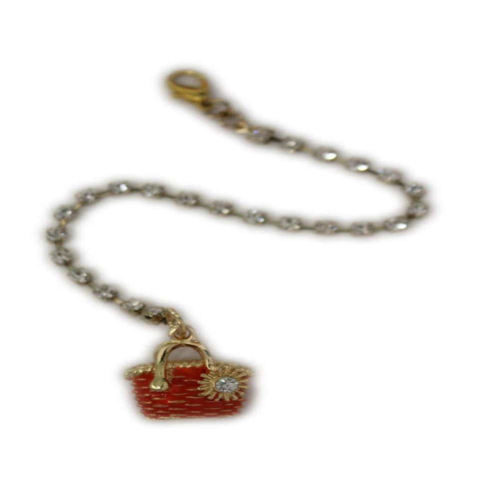 TFJ Women Fashion Open Back Necklace Long Gold Chain Red Beach Bag Pendant Beads