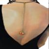 TFJ Women Fashion Open Back Necklace Long Gold Chain Red Beach Bag Pendant Beads view 3