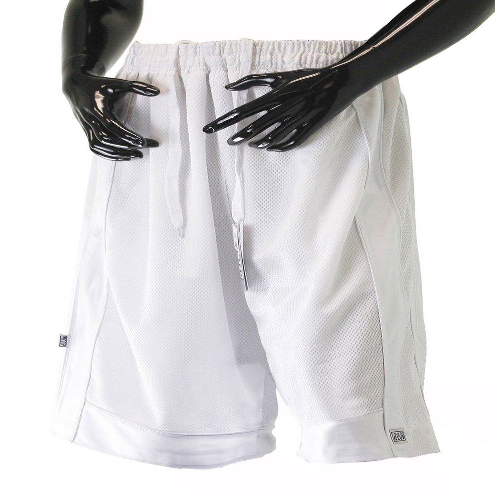 Pro Club Men's Heavyweight Mesh Basketball Shorts, White, Small