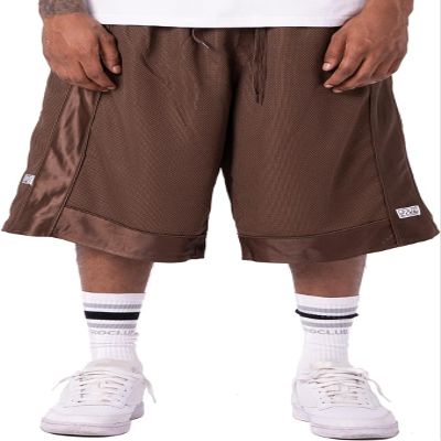 Pro Club Men's Heavyweight Mesh Basketball Shorts, Brown, Small