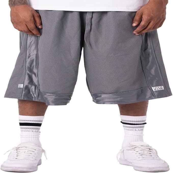 Pro Club Men's Heavyweight Mesh Basketball Shorts, Gray, 4X-Large