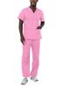 Adar Durable Unisex Scrubs Set - Classic V-Neck Scrub Top & Drawstring Scrub Pants For Men & Women - 701 - Sherbet - L view 1