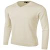 Daniel K Men's Long-Sleeve Basic V-Neck Sweater Size S Cream view 3