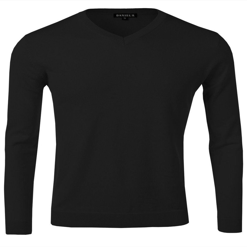 Daniel K Men's Long-Sleeve Basic V-Neck Sweater Size L Black