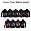 Ice Fire Polartec Figure Skating Jacket with Pair of Skates Design (Gold Crystals, Adult Small) view 3