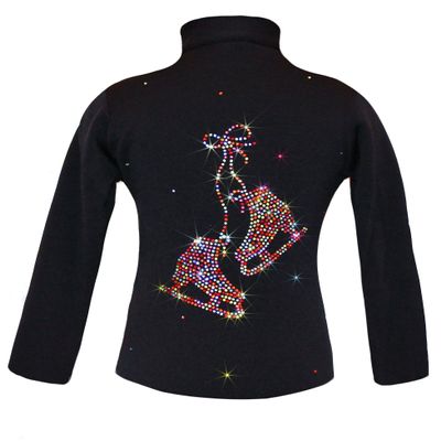 Ice Fire Polartec Figure Skating Jacket with Pair of Skates Design (Rainbow Mix Crystals, Adult Medium)