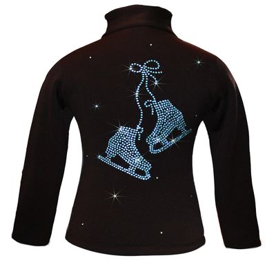 Ice Fire Polartec Figure Skating Jacket with Pair of Skates Design (Aqua Crystals, Adult X-Small)