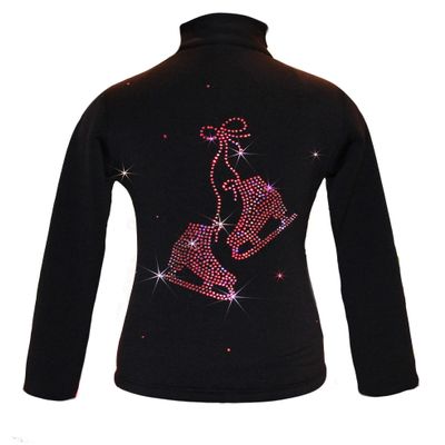 Ice Fire Polartec Figure Skating Jacket with Pair of Skates Design (Fuchsia/Red Crystals, Adult X-Small)