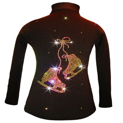 Ice Fire Polartec 4-Way Stretch Figure Skating Jacket with Pair of Skates Rhinestones Design (Vitrail Crystals, Child X-Small)