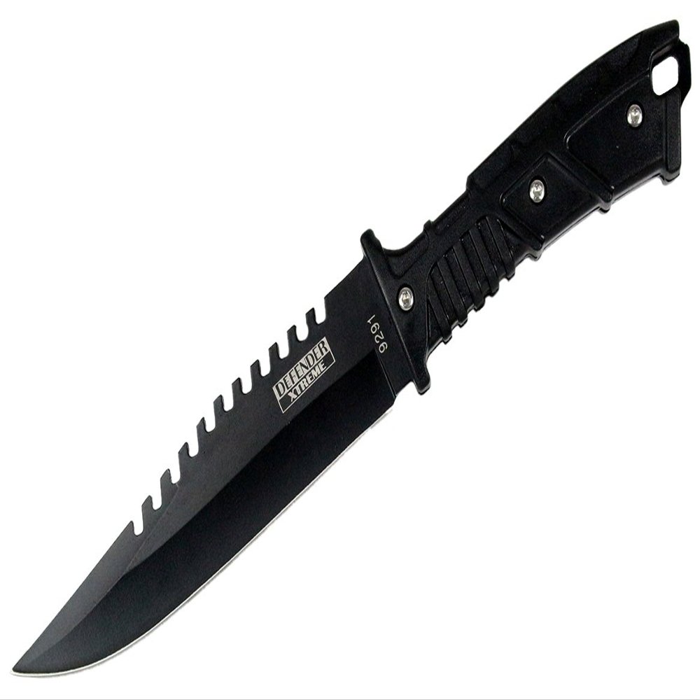 DEFENDER XTREME 11" Full Tang Hunting Knife Woodland Brown Camo