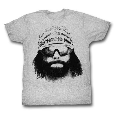 2Bhip Macho Man Wrestler Randy Savage Bandana Sunglasses Face Graphic Adult T-Shirt Gray