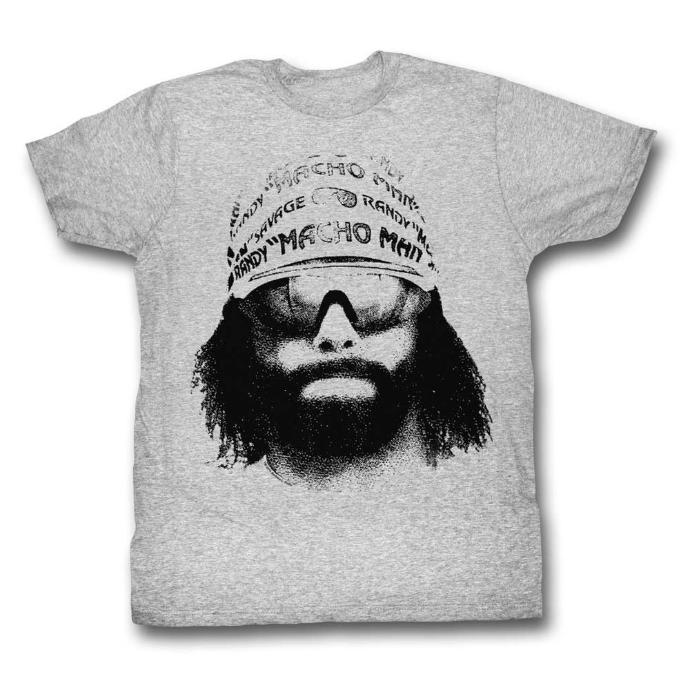 2Bhip Macho Man Wrestler Randy Savage Bandana Sunglasses Face Graphic Adult T-Shirt Gray