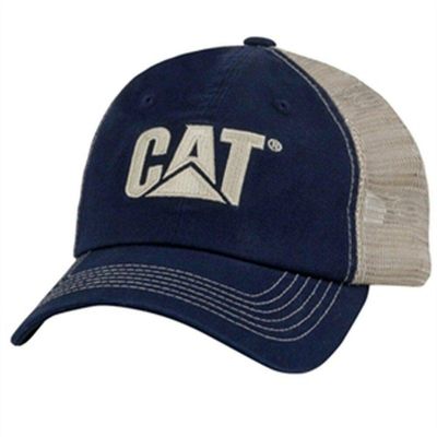Caterpillar Navy Blue & Tan Nylon Mesh Cap/Hat