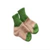 tevirP Socks 100% MERINO WOOL baby leg warmers knitted (1-6 mo, Beige-Green) view 1