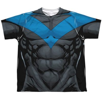 Batman Nightwing Blue Uniform Big Boys Sublimation Shirt White MD