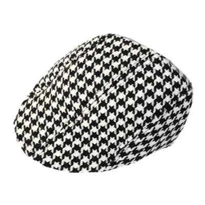YICHUN Kids Classic Plaid Peaked Cap Baseball Hat Beret Flat Duckbill Cap Black White 1#