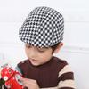 YICHUN Kids Classic Plaid Peaked Cap Baseball Hat Beret Flat Duckbill Cap Black White 1# view 2