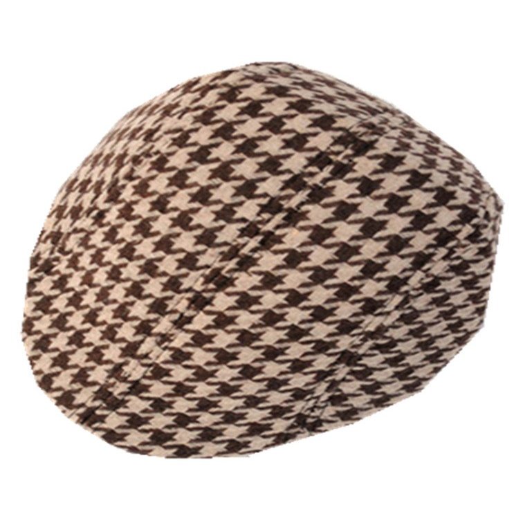 YICHUN Kids Classic Plaid Peaked Cap Baseball Hat Beret Flat Duckbill Cap Coffee 3#