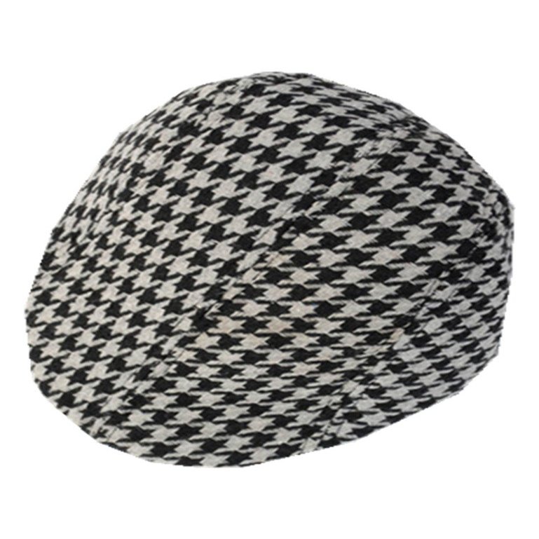 YICHUN Kids Classic Plaid Peaked Cap Baseball Hat Beret Flat Duckbill Cap Black Grey 4#