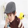 YICHUN Kids Classic Plaid Peaked Cap Baseball Hat Beret Flat Duckbill Cap Black Grey 4# view 2