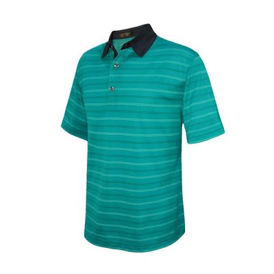 Monterey Club Men's Evans Stripe Texture Polo Shirt #3623 (Dark Teal/White, Small)