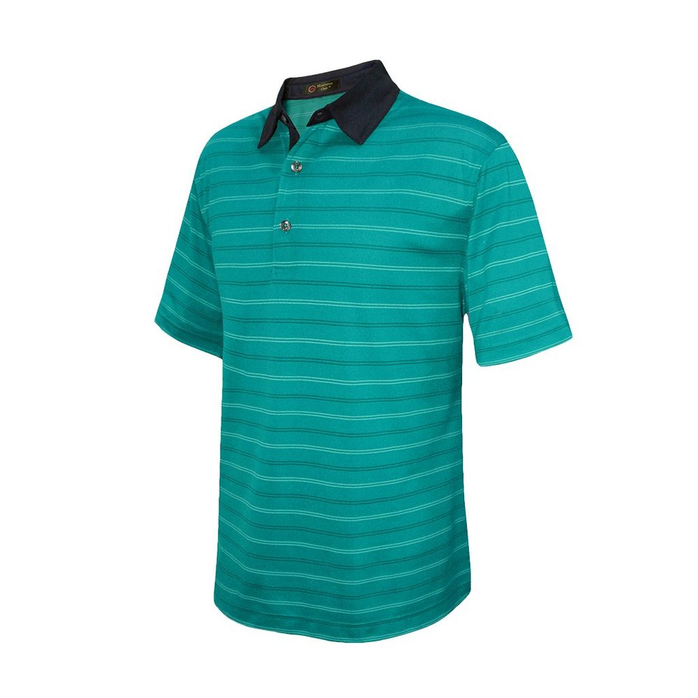 Monterey Club Men's Evans Stripe Texture Polo Shirt #3623 (Dark Teal/White, Small)
