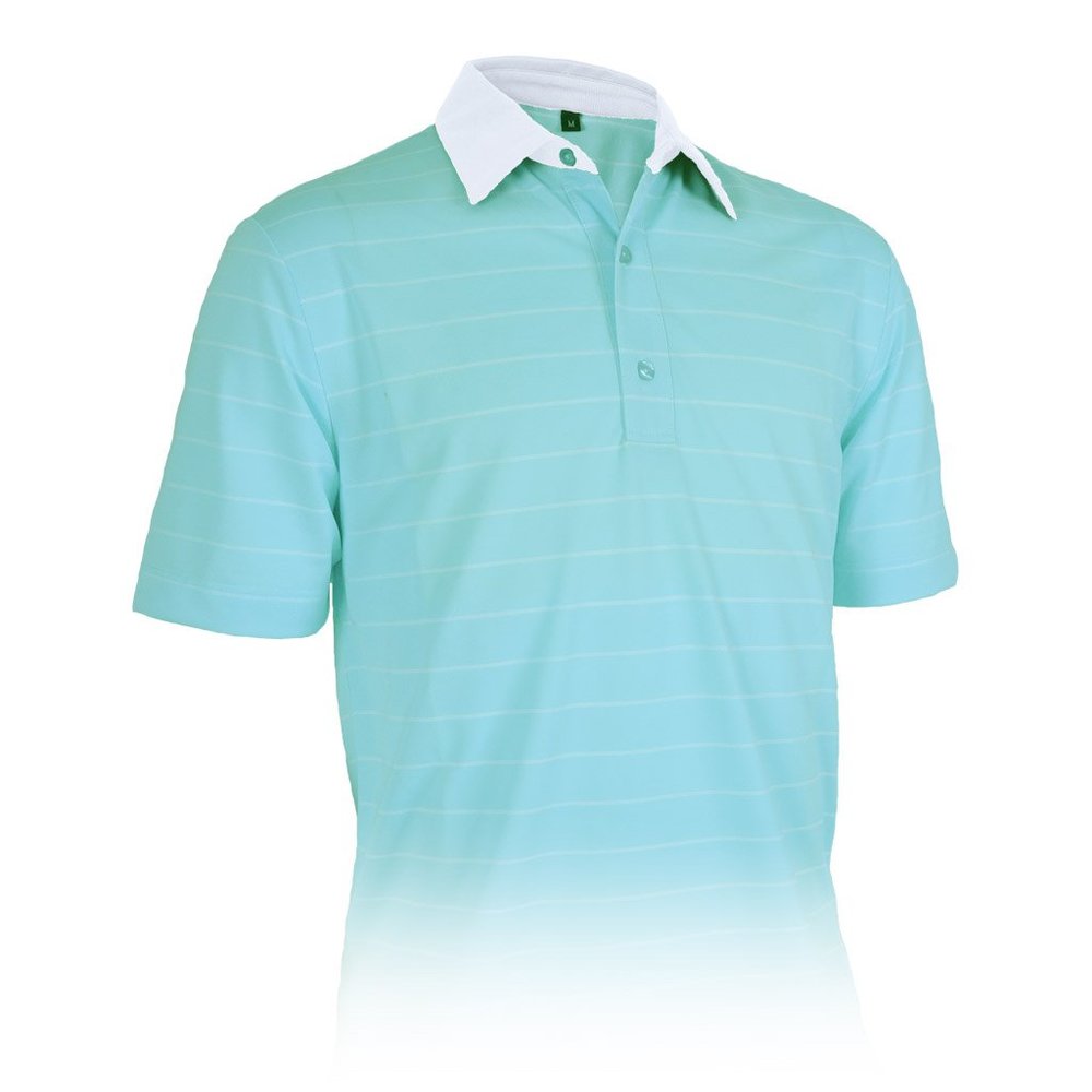 Monterey Club Men's Colt Stripe Texture Polo Shirt #3613 (Mint/White, Large)