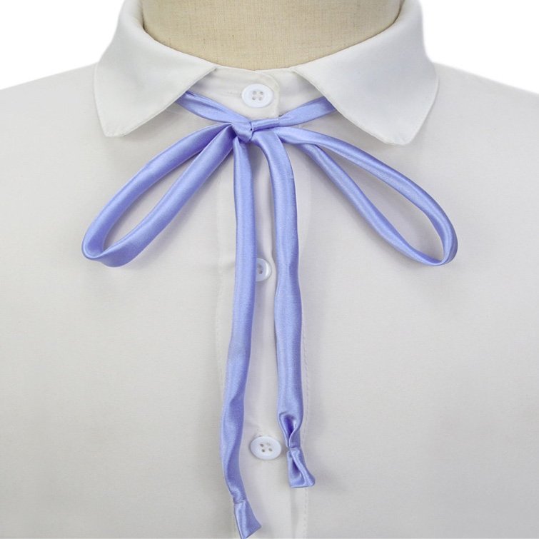 SYAYA Women Long Bow Tie, Solid Color Pre Bowtie for Girls WLJ11 (purple blue)