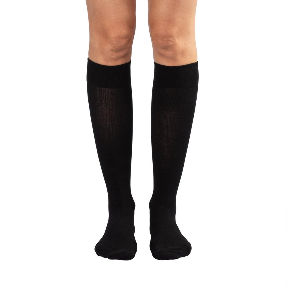 Dr. Comfort 15-20 mmHg Women's Cotton Casual Socks-Black-XL