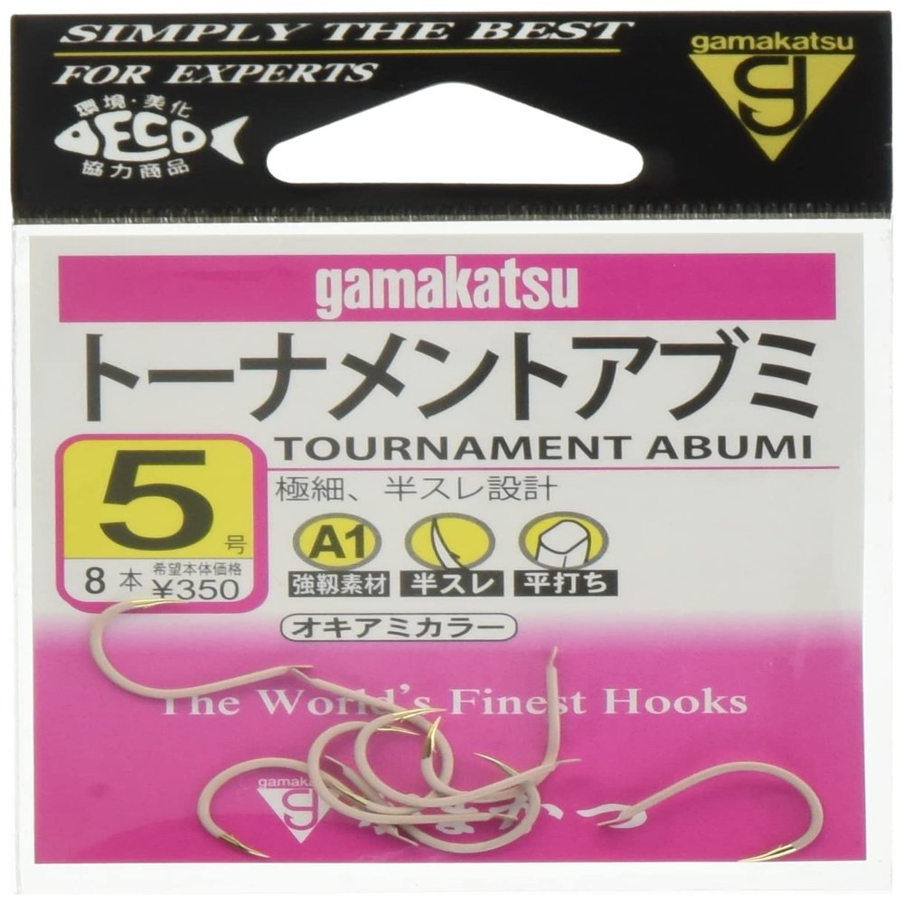 Gamakatsu 66318 Single Hook A1 Tournament Abumi Okiami No. 5, 8 Pieces