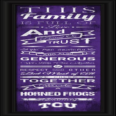NCAA CCHL1B22TCUN Texas Christian Men's Family Cheer Framed Art Print, Medium, Team Color