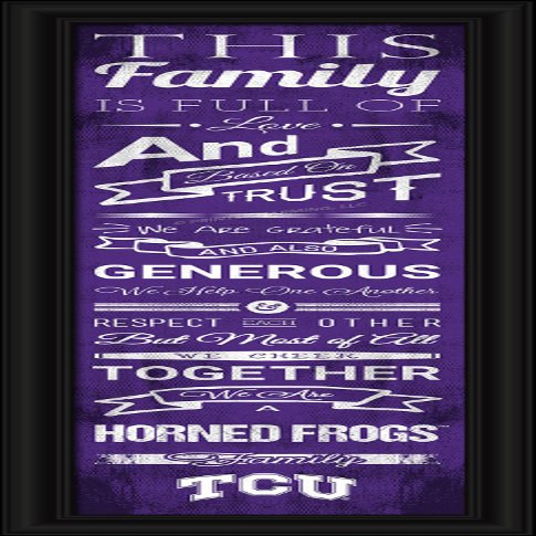 NCAA CCHL1B22TCUN Texas Christian Men's Family Cheer Framed Art Print, Medium, Team Color