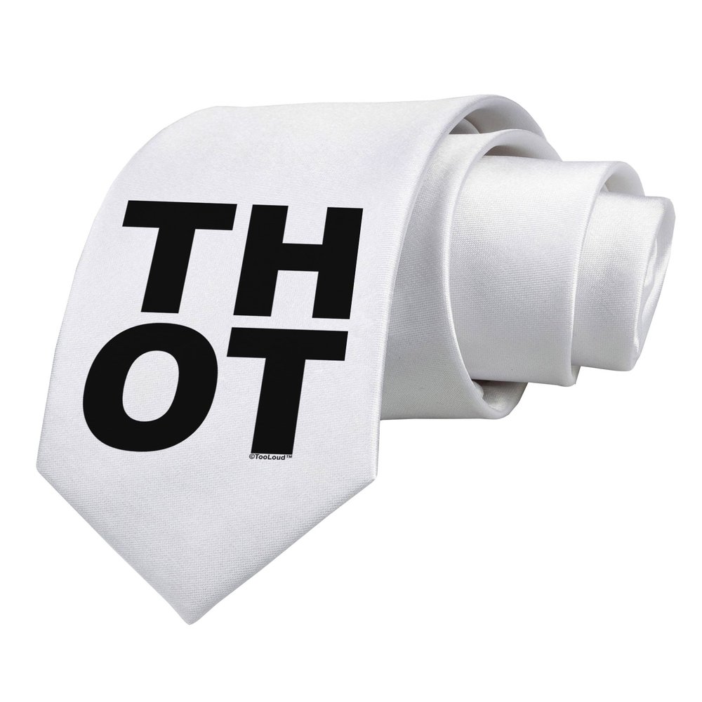 TOOLOUD THOT Bold Text Printed White Neck Tie