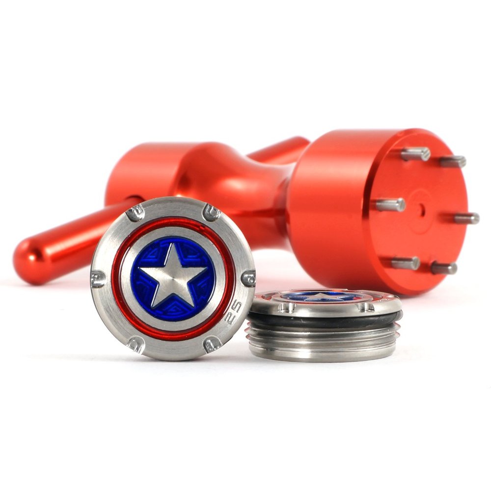 19th Hole Custom Shop 2 of 25g Deluxe Tour Style Weights for Scotty Cameron Putters + Wrench, America Shield (Red)