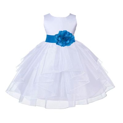 ekidsbridal Wedding Pageant White Shimmering Organza Flower Girl Dress 4613S 4