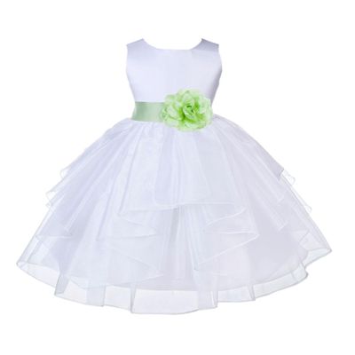 ekidsbridal Wedding Pageant White Shimmering Organza Flower Girl Dress 4613S 10
