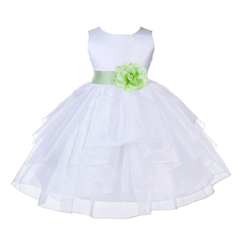 ekidsbridal Wedding Pageant White Shimmering Organza Flower Girl Dress 4613S 10