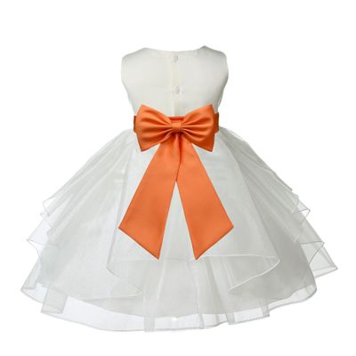 Wedding Pageant Ivory Shimmering Organza Flower Girl Dress with Tiebow 4613T 10