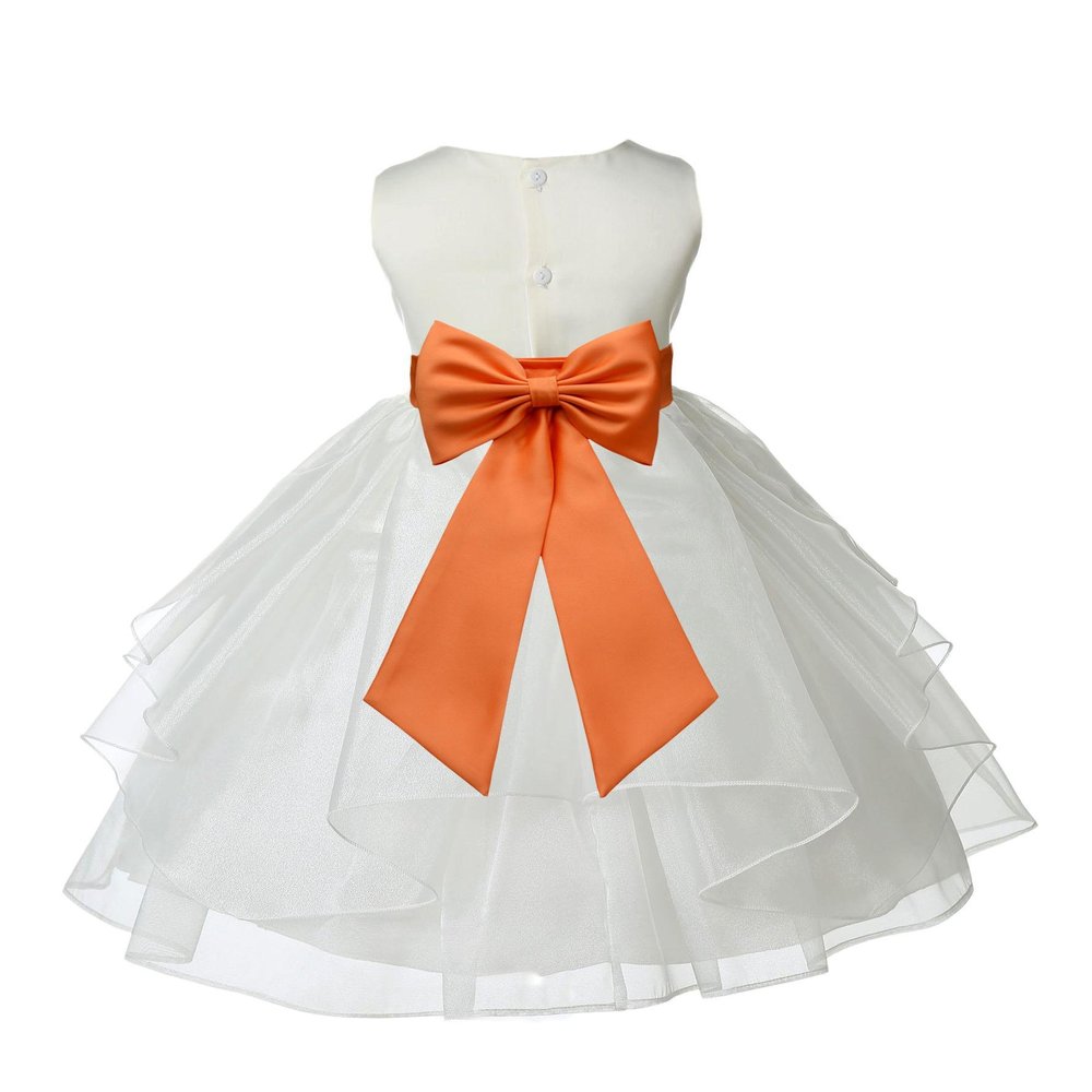 Wedding Pageant Ivory Shimmering Organza Flower Girl Dress with Tiebow 4613T 10