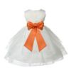 Wedding Pageant Ivory Shimmering Organza Flower Girl Dress with Tiebow 4613T 10 view 1