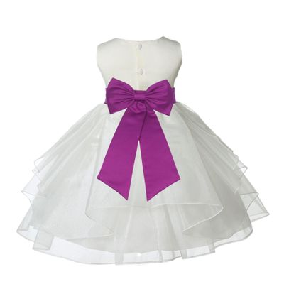 Wedding Pageant Ivory Shimmering Organza Flower Girl Dress with Tiebow 4613T 10