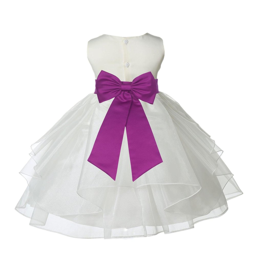 Wedding Pageant Ivory Shimmering Organza Flower Girl Dress with Tiebow 4613T 10